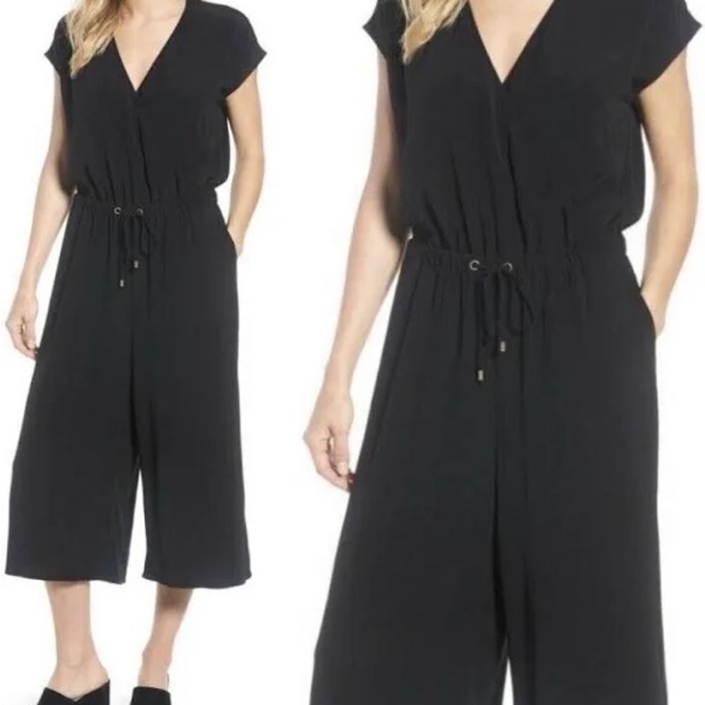 Eileen Fisher Stretch Faux Wrap Jumpsuit Black Size Large